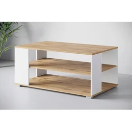 P & B Couchtisch Narobi-I ca. 100x45x60 cm, Eiche/Weiß