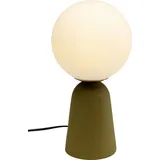 Kare Tischlampe Bollie, grün, Opalglas, Höhe 31 cm