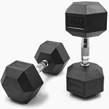 SUPRFIT - Hexagon Kurzhanteln paarweise mit gummiertem Eisenkern - Fitness Gewichte Hanteln 2 x 20 kg mit rutschfestem Chromgriff - Premium Kurzhantel Set für Calisthenics, Krafttraining & Crossfit