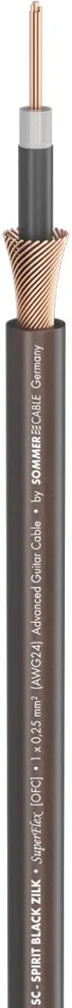 Instrumentenkabel SC-SPIRIT BLACK ZILK; 1 x 0,25 mm2; PVC Ø 7,20 mm; schwarz, semi-transparent