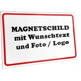 Kiwistar Magnetschild personalisiert - mit Wunschtext Foto und Logo bedruckt - Fahrzeugmagnet für Auto KFZ LKW Transporter Wohnmobil (weiß, 30x20 cm)