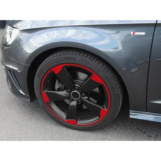 SB CarDesign 7,5-8x18 Zoll Felgen-Aufkleber passend für Audi A1 A3 A4 ROTOR Felgen (Rot)