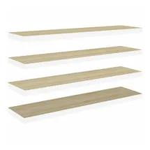 vidaXL Schweberegale 4 Stk. Eichen-Optik und Weiß 120x23,5x3,8 cm MDF