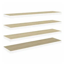 vidaXL Schweberegale 4 Stk. Eichen-Optik und Weiß 120x23,5x3,8 cm MDF