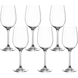 LEONARDO Weißweinglas Ciao, Weißwein-Kelch mit gezogenem Stiel, spülmaschinenfeste Wein-Gläser, 6er Set, 370 ml, 061447, klar, 6 Stück (1er Pack), 6