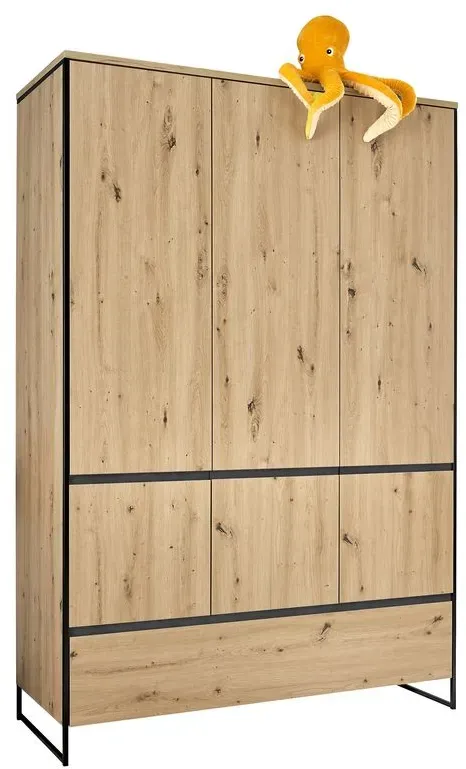 BEGABINO Kleiderschrank Marseille 140 x 210 cm Holzoptik Artisan-Eiche