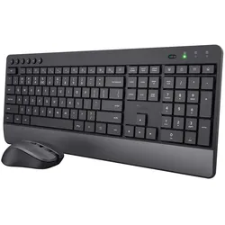Trust Trezo Komfortables Set aus kabelloser Tastatur und Maus - Schwarz DE