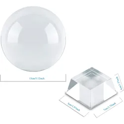 Intirilife Glaskugel mit Ständer in KRISTALL KLAR 130 mm - Kristallkugel mit Glasständer perfekt geeignet für Fotografie