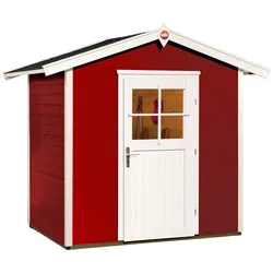 Gartenhaus WEKA "223 Gr.1", rot (schwedenrot, naturbelassen), Fußboden im Gartenhaus, ohne Dacheindeckung, Holzwerkstoff, Gartenhäuser