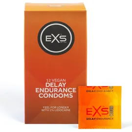 EXS Delay Kondome | Naturlatex & Silikon geschmiert | Vegan | 12 Stück