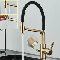Wasserhahn Küche mit 2 Funktionen Brause, Küchenarmatur mit Ausziehbarer Brause, 360° Drehbare Mischbatterie Küche Gebürstetes Nickel,