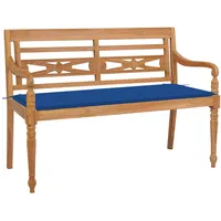 VidaXL Batavia-Gartenbank mit Königsblauem Kissen 120 cm Teak Massiv