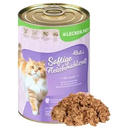 24 x 400 g Lecker.Pet® Balu's Saftige Fleischmahlzeit mit Huhn Katzenfutter Nassfutter