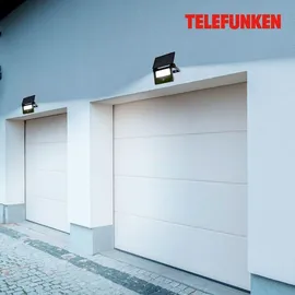 Telefunken Außenleuchte Aluminium, Glas 14x11,5x18 cm inkl. Bewegungsmelder, Dämmerungssensor schwarz