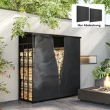 Outsunny Kaminholzregal Abdeckung 174 x 173 x 1 cm wasserdicht Schwarz