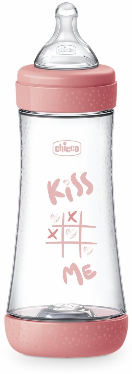 Chicco PERFECT 5 Anticolic Flasche 300 ml, Fast Flow Flasche 4 Monate + mit weichem Silikonsauger, Biofunktionelle Flasche mit Intui-flow System 300 ml, Rosa