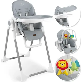 Kidiz KIDIZ® 3in1 Hochstuhl Kinderhochstuhl inkl. Spielbügel Babyliege Kombihochstuhl Babyhochsitz ,7 höhenverstellbar Verstellbare Rückenlehne , mitwachsend ab 0 Monate bis 6 Jahre Babystuhl
