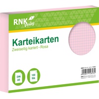 RNK Rnk, Karteikarten Karteikarte A5, kariert rosa, (A5)