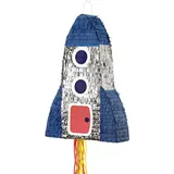 Partydeco Piñata Rakete 69,5 cm x 45,5 cm x 14 cm Silber/Blau