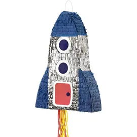 Partydeco Piñata Rakete 69,5 cm x 45,5 cm x 14 cm Silber/Blau