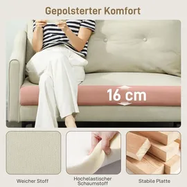 Homcom Sofa 2-Sitzer 124 cm Kleine Couch mit Armlehne, Samtoptik, Cremeweiß - Weiß