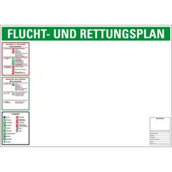 Flucht- und Rettungsplan Set, DIN ISO 23601, DIN EN ISO 7010, Kunststoff, 420x297mm, ASR A1.3, DIN EN ISO 7010