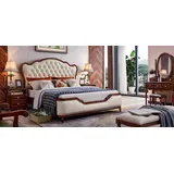 JVmoebel Schlafzimmer-Set Elegantes Schlafzimmer Set in Weiß mit Bett und Nachttischen, (3-tlg., 3-teilig), Made in Europa weiß