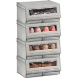 4er-Set Schuhaufbewahrung aus Stoff mDesign stapelbare Schuhbox grau