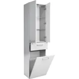 Saphir Hochschrank SAPHIR "Quickset Badschrank 50 cm breit, 2 Türen, 1 Schublade, 1 Wäschekippe", weiß (weiß glanz, weiß hochglanz), B:50cm H:185,5cm T:33cm, Spanplatte, Schränke, Hochschrank, Badezimmer-Hochschrank inkl. Türdämpfer, Griffe in Chrom glänzend