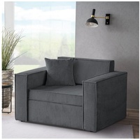 Beautysofa Schlafsofa Dave, mit Relaxfunktion, Bettkasten, modernes Einzelsofa aus Cordstoff, 117 cm Relaxsofa für Wohnzimmer grau