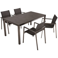 Garden Pleasure Sitzgruppe Sienna grau, silber Kunststoff, Metall, 5-teilig