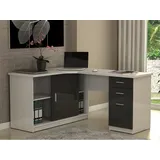 vente-unique Eckschreibtisch mit 2 Türen & 2 Schubladen - Weiß & Grau - NORWY