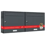 AL Briefkastensysteme 2er Premium Briefkasten Anthrazit inkl. Zeitungsfach