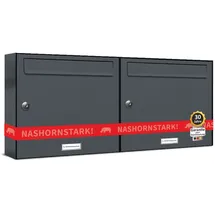 AL Briefkastensysteme 2er Premium Briefkasten Anthrazit inkl. Zeitungsfach