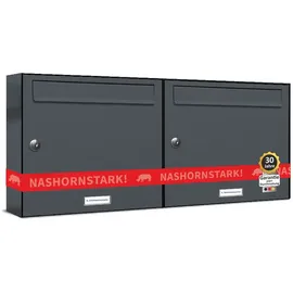 AL Briefkastensysteme 2er Premium Briefkasten Anthrazit inkl. Zeitungsfach
