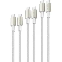 4smarts USB-C auf USB-C Kabel PremiumCord 60W 0.5m/1.5/3mm weiß/silber,