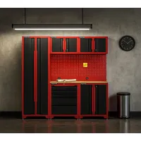 feistos Werkzeugschrank Metall 133 kg Schwarz/Rot