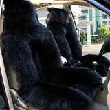 LWKJDHS 2 Stück Lammfell Sitzauflage für Auto für Audi TT 4 Seats MK3 2015-2025, Winter Lammfell Sitzbezug Autositzbezüge Vordersitzbezug Autozubehör,A-Black