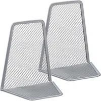 Relaxdays Buchstütze Metall 12,5 x 14,5 x 9 cm Silber 2 St.