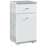 Bega BBK SP. z.o.o. sp. K. Unterschrank POOL, Weiß Hochglanz - Betondekor - 1 Tür - 1 Schublade