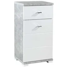 Bega BBK SP. z.o.o. sp. K. Unterschrank POOL, Weiß Hochglanz - Betondekor - 1 Tür - 1 Schublade