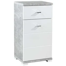 Bega BBK SP. z.o.o. sp. K. Unterschrank POOL, Weiß Hochglanz - Betondekor - 1 Tür - 1 Schublade