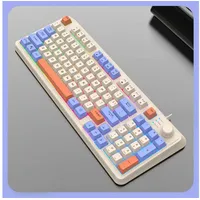 KINSI Tastatur, mechanische Tastatur,Dreifach-Patchwork-Tastatur Tastatur blau