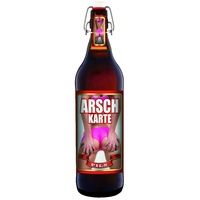 Arsch-Karte - 1 Liter Flasche Bier mit Bügelverschluss