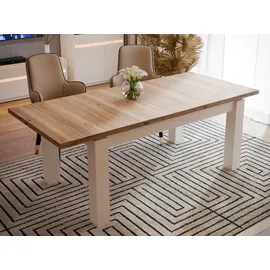 Forte Oak Squere", beige Mauvella eiche, sand, sand, mauvella eiche), B:160,4cm H:76,1cm T:90,4cm, Tische, Esstisch, Ausziehbarer Esstisch, zweifarbig, Montage