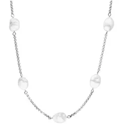 Perlenkette PURELEI "Schmuck Geschenk Malahi, 2024", silber (edelstahlfarben, weiß), Halsketten, Damen, Edelstahl-Perlen, L: 45cm, Edelstahl, Perlen, mit Süßwasserzuchtperle