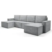 BETTSO klassisch Polsterecke aus Kord ORTO modular Hellgrau - Hellgrau