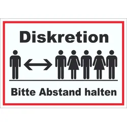 Diskretion Bitte Abstand halten Aufkleber Rücksichtnahme A9 (37x52mm)