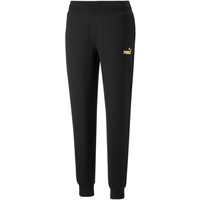 Puma Damen ESS+ Metallic Pants FL Strickhose, Schwarz-goldene Folie, M