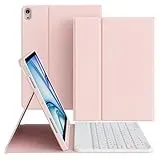 zoyu Hülle mit Tastatur für iPad Air 11 Zoll 2025/2024, für iPad Air 10,9 Zoll 2022/2020 5./4. Generation, Magnetische Abnehmbare Bluetooth-Tastatur, TPU- und PU-Stoßfeste Hülle, QWERTZ, Rosa